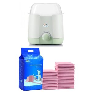 electric portable baby milk warmer with cute 'n' cuddle disposable changing mats (30 pack, 60x90cm, pink) fast bottle warmer for breast milk & water ultra absorbent waterproof diaper liner for travel.