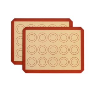 non stick silicone baking mats(macron red, 2 pack)
