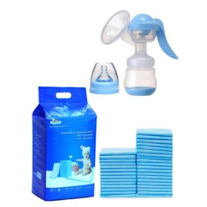 manual breast pump silicone breastfeeding milk pump, portable hand breast pump milk catcher with feeding bottle & nipple cover, baby feeding accessories with cute 'n' cuddle(pack of 30, 60x90cm, blue) soft, ultra absorbent,waterproof diaper liners