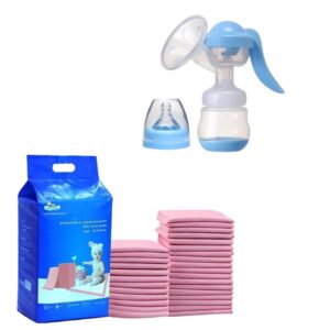 manual breast pump silicone breastfeeding milk pump, portable hand breast pump milk catcher with feeding bottle & nipple cover, baby feeding accessories with cute ‘n’ cuddle(pack of 30, 60x90cm, pink) – soft, ultra absorbent,waterproof diaper liners