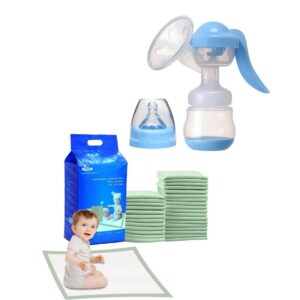 manual breast pump silicone breastfeeding milk pump, portable hand breast pump milk catcher with feeding bottle & nipple cover, baby feeding accessories with cute ‘n’ cuddle(pack of 30, 60x90cm, green) – soft, ultra absorbent,waterproof diaper liners