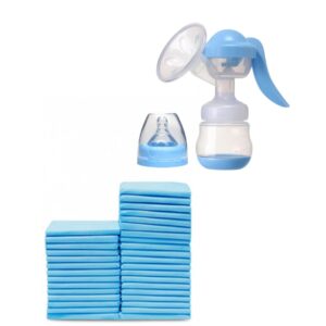 cute 'n' cuddle baby disposable changing mats & manual breast pump combo breastfeeding pump+30 pcs waterproof changing pads (60x45 cm) – baby diaper changing & travel essentials for moms