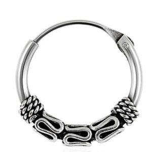 925 sterling silver bali style oxidised tribal hinged segment nose ring for women silver septum & nostril hoop | clicker cartilage piercing jewelry