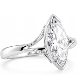 14k white gold finish marquise lab created diamond solitaire engagement ring for women