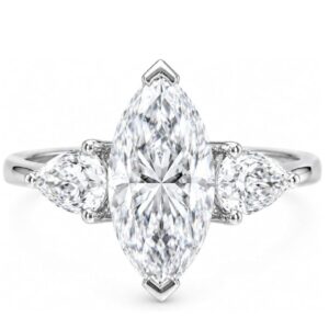 14k white gold finish marquise cut lab created diamond engagement ring for women