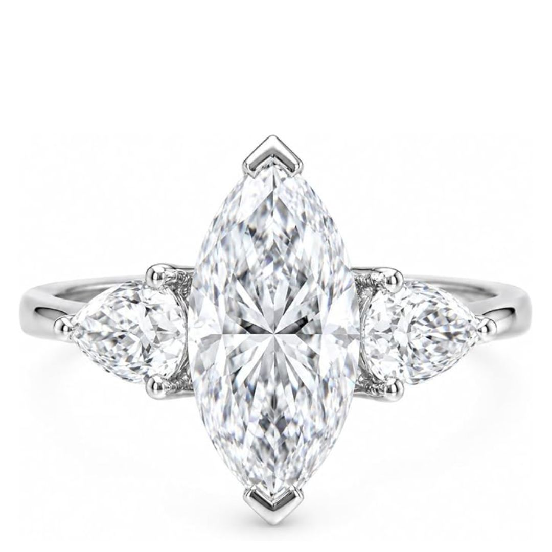 14k white gold finish marquise cut lab created diamond engagement ring for women 14k white gold finish marquise cut lab created diamond engagement ring for women