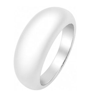 sterling silver rhodium plated sculpted domed ring – high polish finish, classic bold design, tarnish resistant, elegant everyday jewelry for unisex.