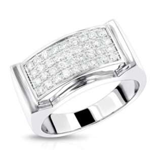 3ct round cut 14k white gold plated with simulated diamond four row cluster men ring for wedding, engagement & party.