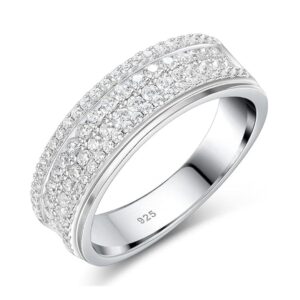 925 sterling silver men’s wedding band ring with cubic zirconia – elegant engagement ring for him – durable mens jewelry