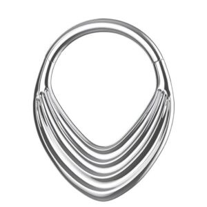 g23 titanium layered teardrop hinged segment clicker ring for women – sterling silver plated seamless clicker hoop earring for septum, helix, daith, rook, cartilage & nose piercing jewelry