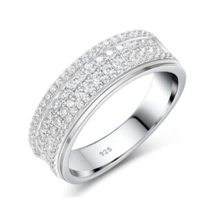 925 sterling silver men’s wedding band ring with cubic zirconia – elegant engagement ring for him – durable mens jewelry