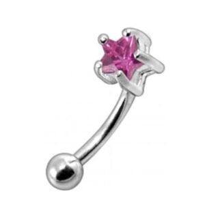 925 sterling silver cz jewelled star curved barbell eyebrow ring – sparkling star rook | bridge piercing jewelry | hypoallergenic dainty celestial body jewelry for women
