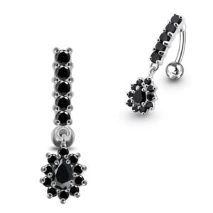 925 sterling silver reverse belly button ring – elegant navel piercing jewelry | hypoallergenic reverse belly bar body jewelry for women