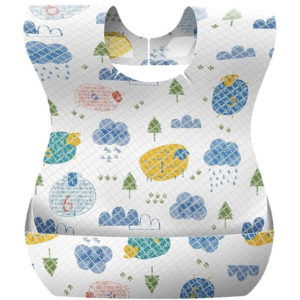 disposable baby bibs pack of 50 – leakproof travel feeding bibs with sheep print & food catcher
