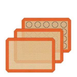 non stick silicone baking mats (orange, 3 pack)
