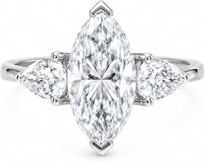 14k white gold finish marquise cut lab created diamond engagement ring for women 14k white gold finish marquise cut lab created diamond engagement ring for women