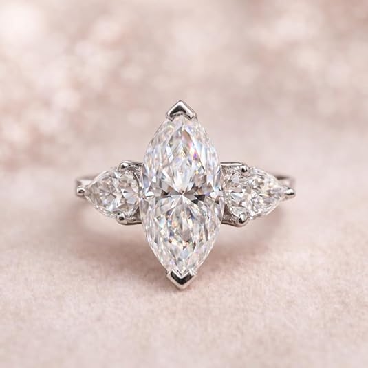 14k white gold finish marquise cut lab created diamond engagement ring for women 14k white gold finish marquise cut lab created diamond engagement ring for women