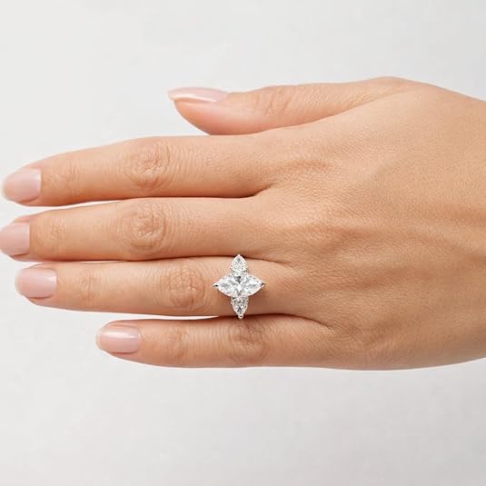 14k white gold finish marquise cut lab created diamond engagement ring for women 14k white gold finish marquise cut lab created diamond engagement ring for women