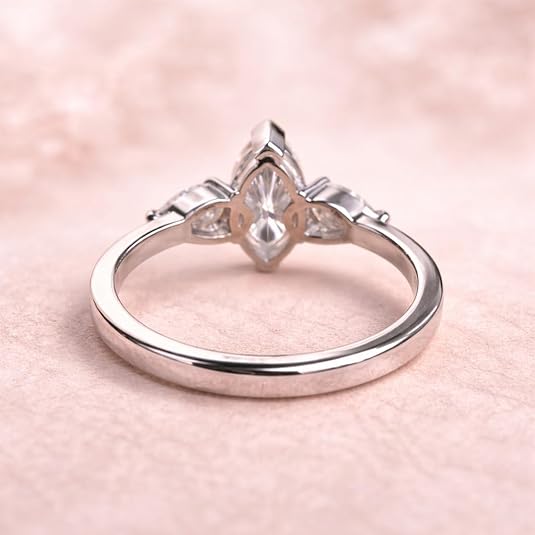 14k white gold finish marquise cut lab created diamond engagement ring for women 14k white gold finish marquise cut lab created diamond engagement ring for women