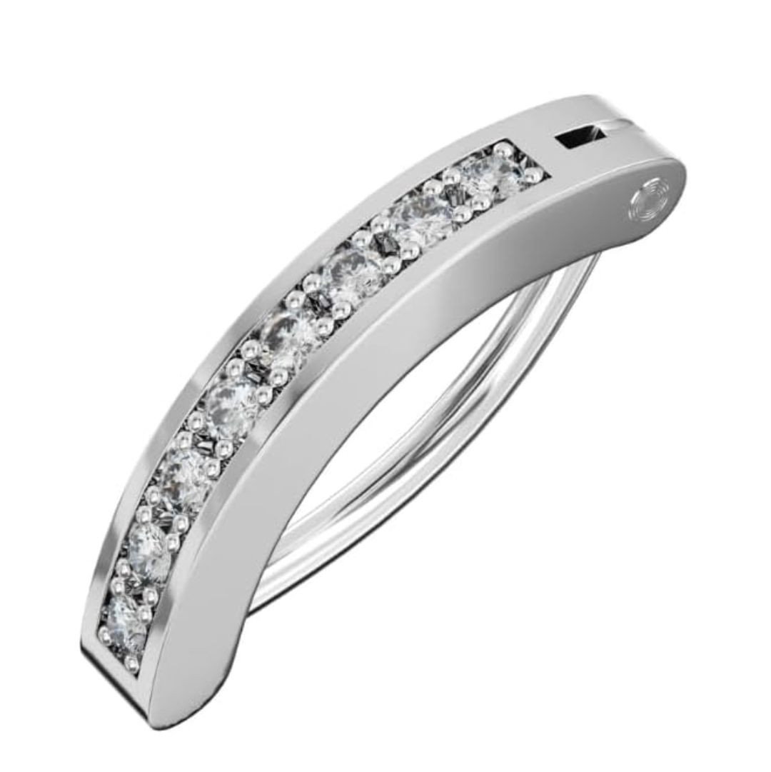 316l stainless steel curved clicker belly ring with cz stones, sterling silver plated navel hoop piercing jewelry, classic hinged belly button ring 316l stainless steel curved clicker belly ring with cz stones, sterling silver plated navel hoop piercing jewelry, classic hinged belly button ring