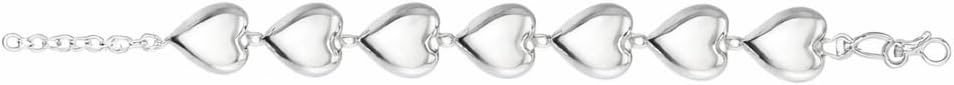 925 sterling silver rhodium plated puffed hearts bracelet for women wedding, engagement, anniversary, party, daily wear & christmas gift for her. 925 sterling silver rhodium plated puffed hearts bracelet for women wedding, engagement, anniversary, party, daily wear & christmas gift for her.