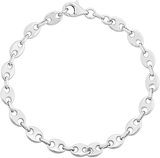 925 sterling silver with rhodium plated puffed mariner bracelet (3.70 mm) for women wedding, engagement, anniversary, party, daily wear & christmas gift for her.