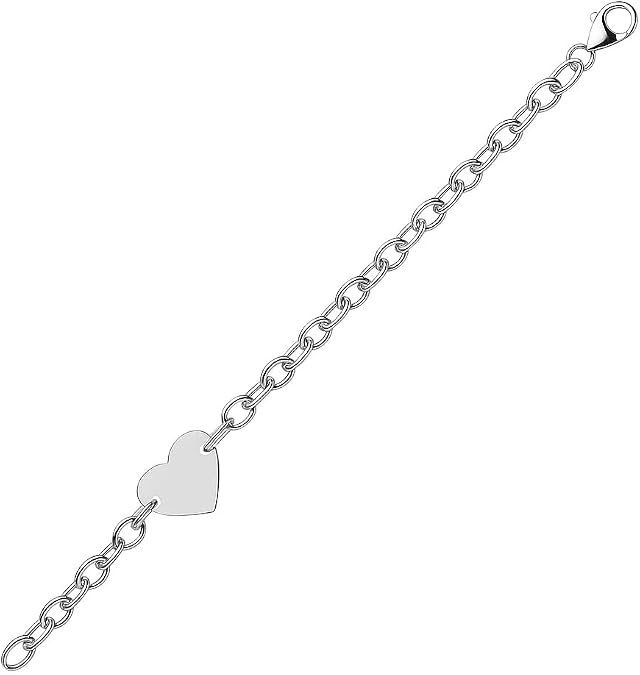 925 sterling silver flat heart shape chain bracelet, rhodium plated (5.00 mm) link bracelet for women engagement valentine’s day, anniversary, wedding & daily wear. 925 sterling silver flat heart shape chain bracelet, rhodium plated (5.00 mm) link bracelet for women engagement valentine’s day, anniversary, wedding & daily wear.