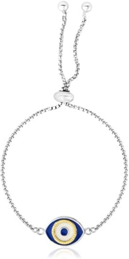 925 sterling silver adjustable two toned enameled evil eye friendship bracelet (1.00mm) – elegant protection charm bracelet for women, perfect for daily wear, party, anniversary & gift for her. 925 sterling silver adjustable two toned enameled evil eye friendship bracelet (1.00mm) – elegant protection charm bracelet for women, perfect for daily wear, party, anniversary & gift for her.