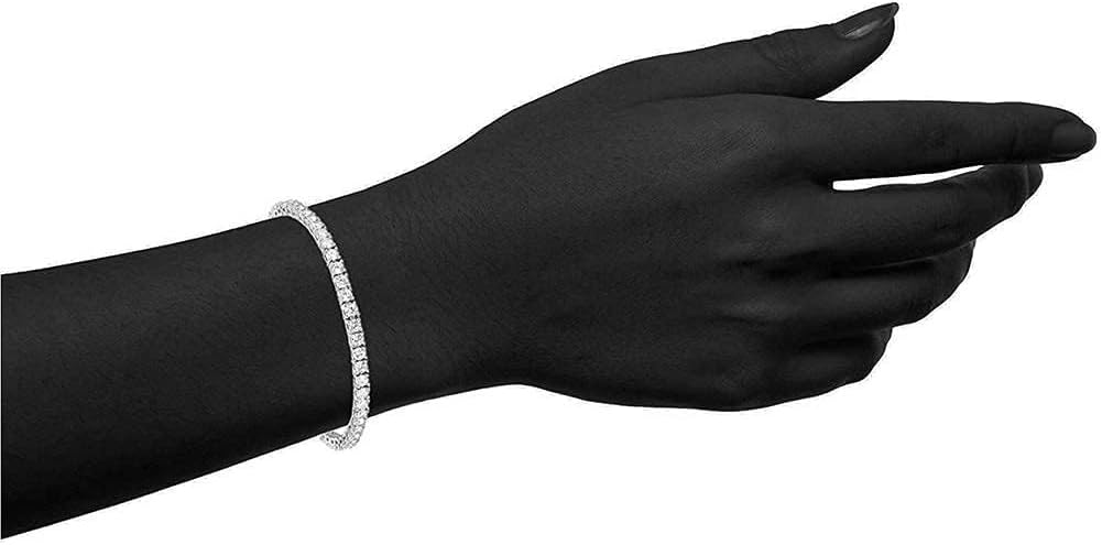 14k white gold plated cubic zirconia simulated diamond tennis bracelet for women and men wedding, anniversary, party & daily wear. 14k white gold plated cubic zirconia simulated diamond tennis bracelet for women and men wedding, anniversary, party & daily wear.