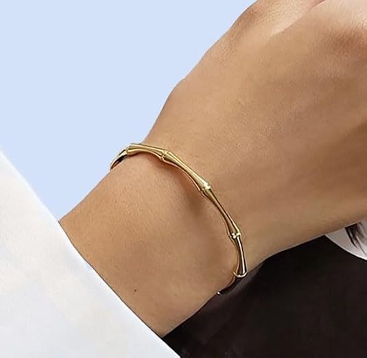 14k yellow gold plated sterling silver women’s bamboo style cuff bangle bracelet for wedding, anniversary, party & daily wear. 14k yellow gold plated sterling silver women’s bamboo style cuff bangle bracelet for wedding, anniversary, party & daily wear.