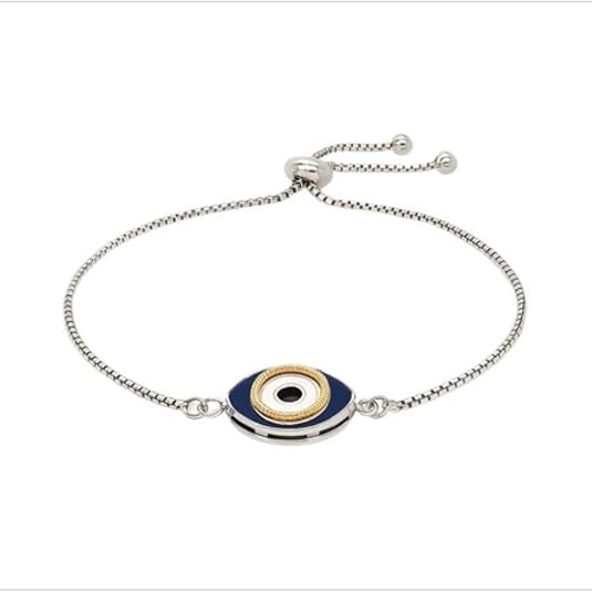 925 sterling silver adjustable two toned enameled evil eye friendship bracelet (1.00mm) – elegant protection charm bracelet for women, perfect for daily wear, party, anniversary & gift for her. 925 sterling silver adjustable two toned enameled evil eye friendship bracelet (1.00mm) – elegant protection charm bracelet for women, perfect for daily wear, party, anniversary & gift for her.