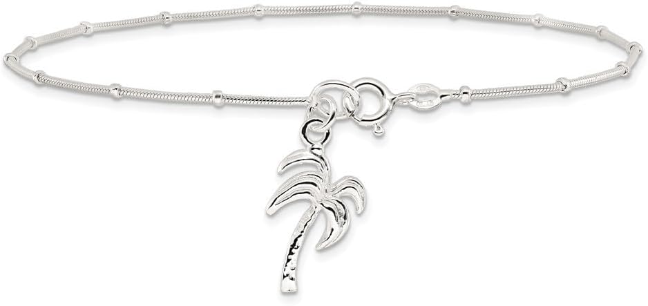 925 sterling silver solid palm tree anklet bracelet for women tropical beach jewelry gift 925 sterling silver solid palm tree anklet bracelet for women tropical beach jewelry gift