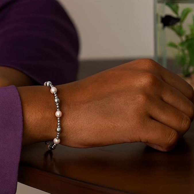 sterling silver rhodium plated women pearl bead bracelet for wedding, engagement, anniversary, party, daily wear & christmas gift for her. sterling silver rhodium plated women pearl bead bracelet for wedding, engagement, anniversary, party, daily wear & christmas gift for her.