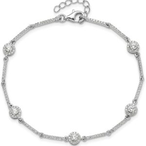 925 sterling silver rhodium plated cubic zirconia bracelet for women, elegant cz link bracelet, fine jewelry for everyday wear