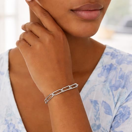 925 sterling silver wide paperclip women chain bracelet (5.90 mm) for wedding, engagement, anniversary, party, daily wear & christmas gift for her. 925 sterling silver wide paperclip women chain bracelet (5.90 mm) for wedding, engagement, anniversary, party, daily wear & christmas gift for her.