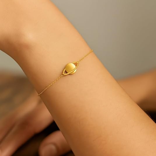 14k yellow gold saturn women bracelet for wedding, engagement, anniversary, party, daily wear & christmas gift for her. 14k yellow gold saturn women bracelet for wedding, engagement, anniversary, party, daily wear & christmas gift for her.