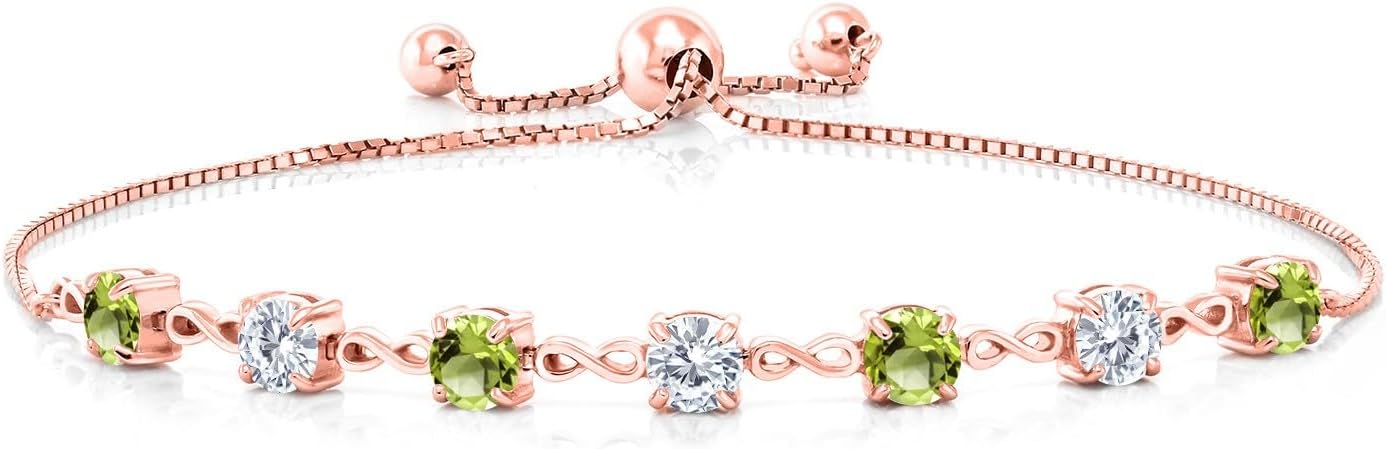 18k rose gold plated 925 sterling silver bracelet with peridot & white cubic zirconia – elegant women’s bracelet for wedding, anniversary & valentine’s day gift. 18k rose gold plated 925 sterling silver bracelet with peridot & white cubic zirconia – elegant women’s bracelet for wedding, anniversary & valentine’s day gift.