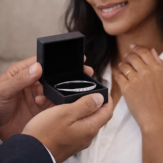 925 sterling silver bangle bracelet with real moissanite stones, 8 inch elegant women’s bangle for wedding, anniversary, daily wear & valentines day gift for her. 925 sterling silver bangle bracelet with real moissanite stones, 8 inch elegant women’s bangle for wedding, anniversary, daily wear & valentines day gift for her.