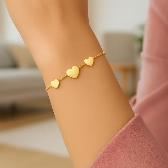 925 sterling silver with yellow gold plated women hearts station bracelet for wedding, engagement, anniversary, party, daily wear & christmas gift for her. 925 sterling silver with yellow gold plated women hearts station bracelet for wedding, engagement, anniversary, party, daily wear & christmas gift for her.