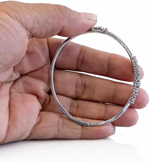925 sterling silver bangle bracelet with real moissanite stones, 8 inch elegant women’s bangle for wedding, anniversary, daily wear & valentines day gift for her. 925 sterling silver bangle bracelet with real moissanite stones, 8 inch elegant women’s bangle for wedding, anniversary, daily wear & valentines day gift for her.