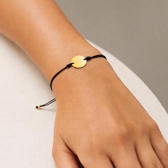 9 1/4 inch black cord adjustable bracelet with 14k yellow gold circle charm – minimalist gold disc string bracelet for women | lightweight everyday jewelry | gift for birthday, anniversary & valentine’s day. 9 1/4 inch black cord adjustable bracelet with 14k yellow gold circle charm – minimalist gold disc string bracelet for women | lightweight everyday jewelry | gift for birthday, anniversary & valentine’s day.