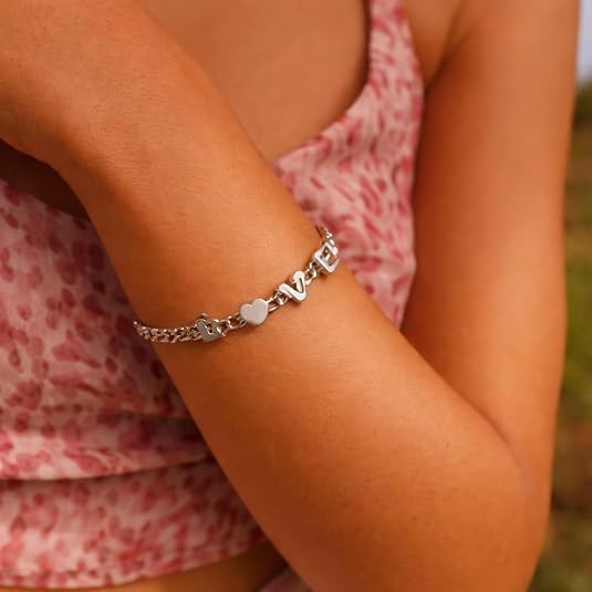 925 sterling silver with rhodium plated women love chain bracelet for wedding, engagement, anniversary, party, daily wear & christmas gift for her. 925 sterling silver with rhodium plated women love chain bracelet for wedding, engagement, anniversary, party, daily wear & christmas gift for her.