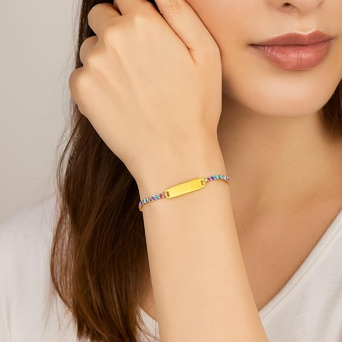 925 sterling silver with cubic zirconia gold plated women rainbow bracelet for wedding, engagement, anniversary, party, daily wear & christmas gift for her. 925 sterling silver with cubic zirconia gold plated women rainbow bracelet for wedding, engagement, anniversary, party, daily wear & christmas gift for her.