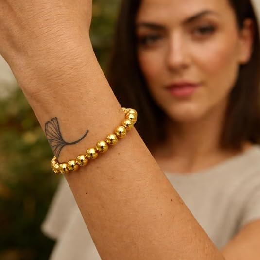 925 sterling silver yellow gold plated bold bead bracelet for women wedding, engagement, anniversary, party, daily wear & christmas gift for her. 925 sterling silver yellow gold plated bold bead bracelet for women wedding, engagement, anniversary, party, daily wear & christmas gift for her.