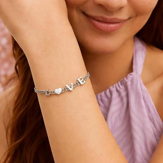 925 sterling silver with rhodium plated women love chain bracelet for wedding, engagement, anniversary, party, daily wear & christmas gift for her. 925 sterling silver with rhodium plated women love chain bracelet for wedding, engagement, anniversary, party, daily wear & christmas gift for her.