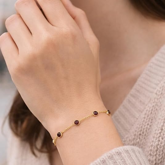 14k yellow gold garnet station bracelet for women – polished red garnet bezel link bracelet | elegant fine gold jewelry | gift for birthday, anniversary & valentine’s day. 14k yellow gold garnet station bracelet for women – polished red garnet bezel link bracelet | elegant fine gold jewelry | gift for birthday, anniversary & valentine’s day.