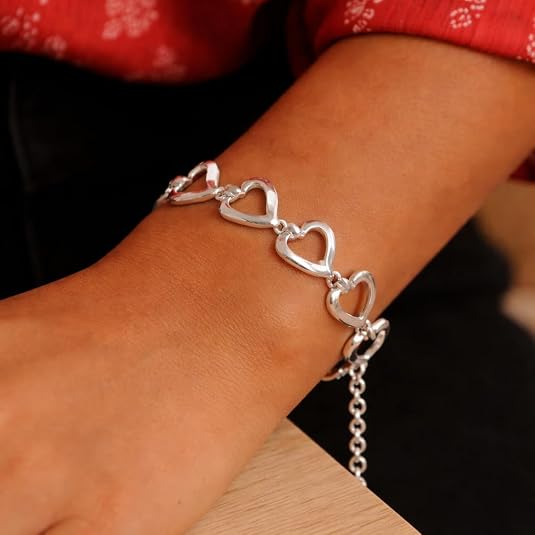 925 sterling silver rhodium plated puffed hearts bracelet for women wedding, engagement, anniversary, party, daily wear & christmas gift for her. 925 sterling silver rhodium plated puffed hearts bracelet for women wedding, engagement, anniversary, party, daily wear & christmas gift for her.