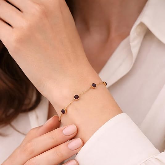 14k yellow gold garnet station bracelet for women – polished red garnet bezel link bracelet | elegant fine gold jewelry | gift for birthday, anniversary & valentine’s day. 14k yellow gold garnet station bracelet for women – polished red garnet bezel link bracelet | elegant fine gold jewelry | gift for birthday, anniversary & valentine’s day.