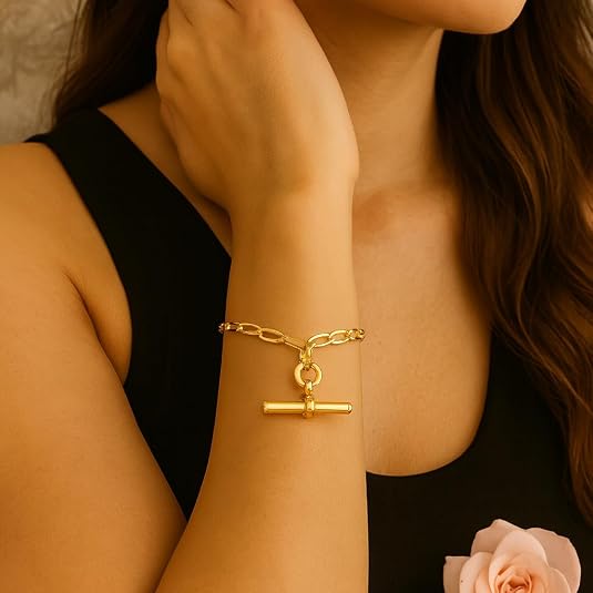sterling silver yellow gold plated toggle link bracelet for women wedding, engagement, anniversary, party, daily wear & christmas gift for her. sterling silver yellow gold plated toggle link bracelet for women wedding, engagement, anniversary, party, daily wear & christmas gift for her.