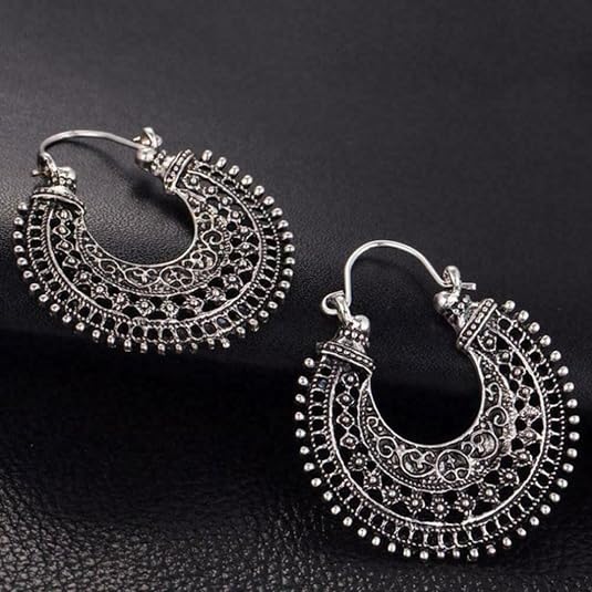 925 sterling silver vintage tibetan style charm hook earrings, boho inspired elegant dangle drop earrings, lightweight artisan inspired jewelry 925 sterling silver vintage tibetan style charm hook earrings, boho inspired elegant dangle drop earrings, lightweight artisan inspired jewelry
